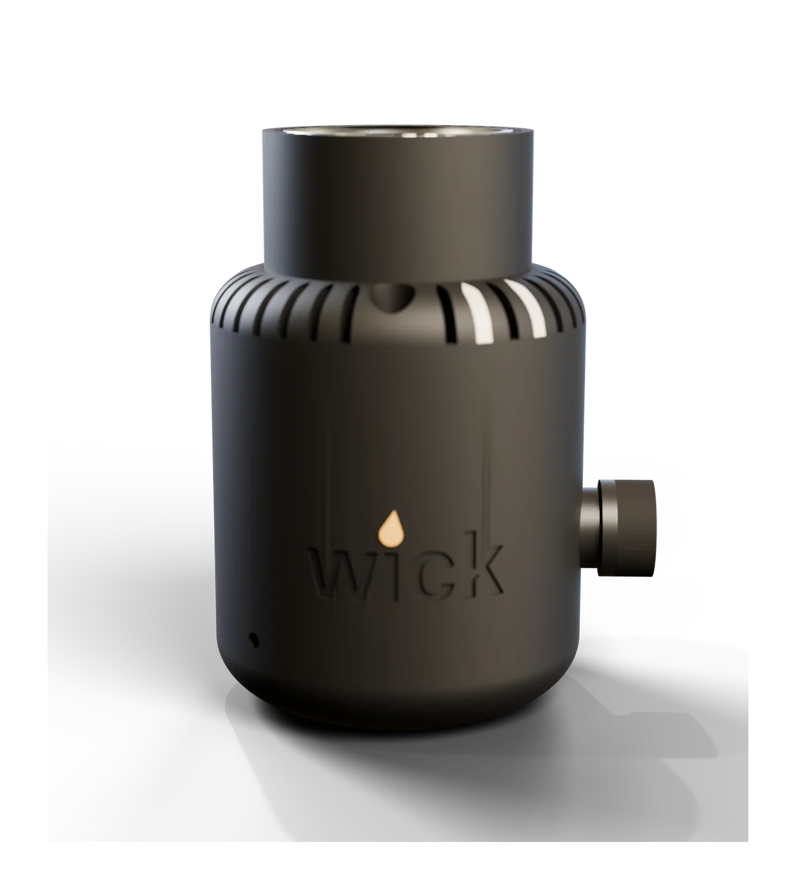 wick in Matte black, bell shape: no shine, the wordmark only recessed, its flame filled