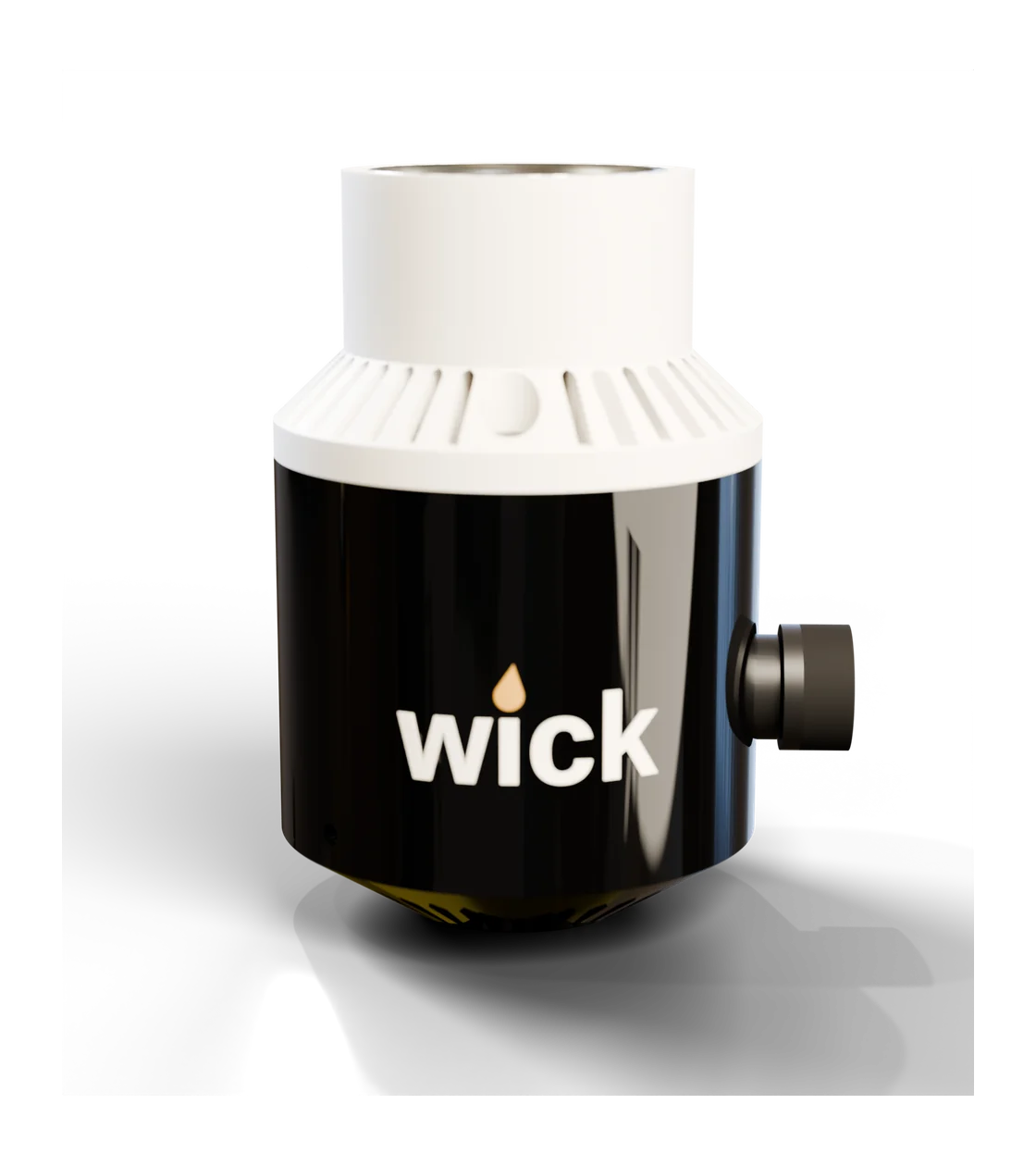 wick in Tuxedo, cone shape: white top, black base, white wordmark